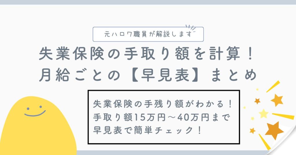 失業保険の手取り額を計算！月給ごとの早見表まとめ